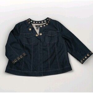 Focus 2000 Women's Jeans Jacket Lined With Grommets Metal Hardware 20W